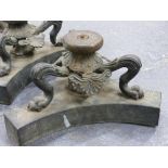 A PAIR OF BRONZE BASES, OF ANTIQUE CLASSICAL STYLE, THE SOCLES SUPPORTED ON THREE REEDED LEGS ALTER