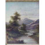 T. BULL (LATE 19th.C. ENGLISH SCHOOL). TWO HIGHLAND RIVER LANDSCAPES. BOTH SIGNED, OIL ON CANVAS. 51