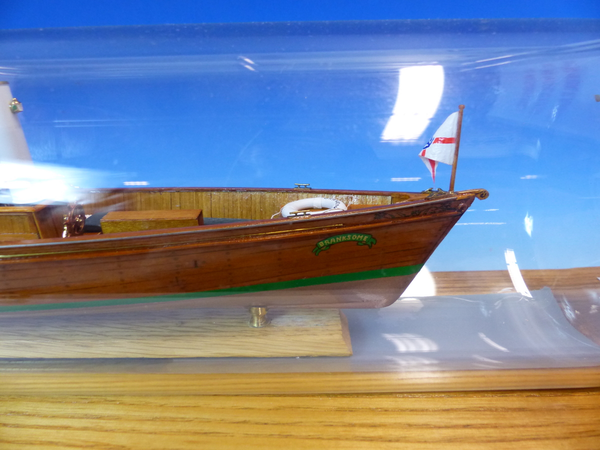 A WINDERMERE STEAMBOAT MUSEUM MODEL OF THE STEAM LAUNCH BRANKSOME MOUNTED WITHIN A BOTTLE ON A - Image 3 of 12