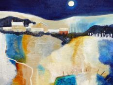 ANUK NAUMANN (b. 1951). ARR. A FULL MOON. OIL ON CANVAS, SIGNED. 76 x 76cms.