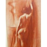 20th.C. SCHOOL. STANDING NUDE. CONTE CHALK DRAWING. 47 x 27cms.