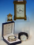 A DUVERDREY AND BLOQUEL CARRIAGE TIME PIECE LE TOUQUET GOLFING PRIZE IN 1963. H 12cms. TOGETHER WITH
