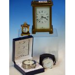 A DUVERDREY AND BLOQUEL CARRIAGE TIME PIECE LE TOUQUET GOLFING PRIZE IN 1963. H 12cms. TOGETHER WITH