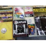 TEN BEATLES ALBUMS, TWO JOHN LENNON CALENDARS , PENGUIN "JOHN LEMON" BOOK, YELLOW SUBMARINE GIFT