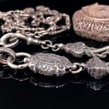 A VICTORIAN SILVER ALBERTINA, AN ANTIQUE SILVER TWISTED BAR AND LINK NECKLET, AND AN 800 SILVER