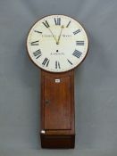 A 19th C. OAK TAVERN TIMEPIECE BY HANDLEY AND MOORE, THE WHITE PAINTED DIAL. Dia. 50.5 x H 106cms.