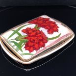 A 20th C. CONTINENTAL SILVER AND ENAMEL BUCKLE, SIGNED KK, POSSIBLY FOR KARL KARLSSON, MEASURMENTS