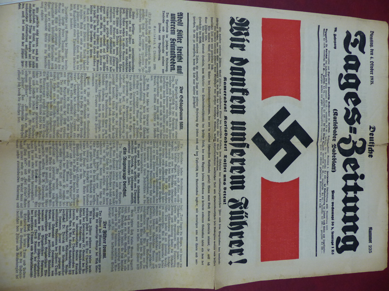 A COPY OF THE DEUTSCHE TAGES-ZEITUNG FOR THE 4TH OCTOBER 1938