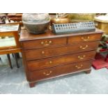 AN 18TH C. MAHOGANY CHEST OF FIVE GRADUATED DRAWERS.