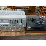 A GOLDRING TURNTABLE, JVC AMPLIFIER ETC.