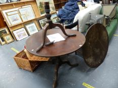 TWO 19TH C. MAHOGANY TRIPOD TABLES.