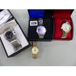 THREE BOXED GENTS WRIST WATCHES AND ONE OTHER.