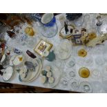 A LARGE COLLECTION OF CUT GLASS WARES, A DOULTON PART DINNER SERVICE, ORNAMENTAL WARES ETC.