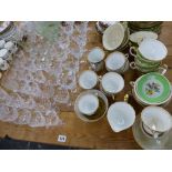 A QUANTITY OF EDWARDIAN AND LATER TEA WARES, AND A QUANTITY OF CUT GLASS.