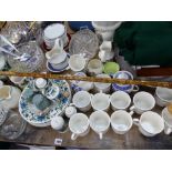 A MIDWINTER PART DINNER AND TEA SERVICE, PART CUTLERY SET, GLASS WARES, PETER RABBIT LAMP ETC.