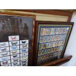 FRAMED CIGARETTE CARDS AND A PRINT.
