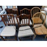 THREE PAIRS OF ANTIQUE SIDE CHAIRS.