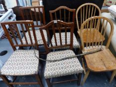 THREE PAIRS OF ANTIQUE SIDE CHAIRS.