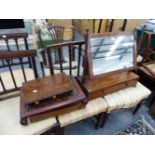 A VICTORIAN SWING TOILET MIRROR AND TWO ORIENTAL STANDS.