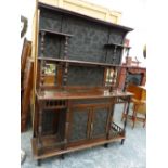 AN ANTIQUE MAHOGANY CHIFFONIER WITH RAISED BACK.