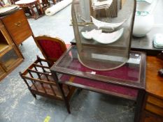 A BIJOUTERIE TABLE, A FIRE GUARD AND A MAGAZINE RACK.