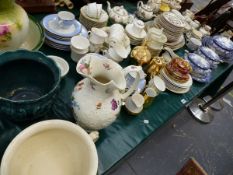 A LARGE COLLECTION OF ANTIQUE AND LATER DINNER WARES, PLANTERS ETC.