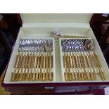 A PART SET OF HENRI JEAN FRANCOIS GOLD PLATED CUTLERY.