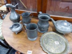 ANTIQUE PEWTER TANKARDS ETC.