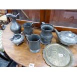 ANTIQUE PEWTER TANKARDS ETC.