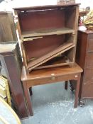 A GEORGE III MAHOGANY SIDE TABLE, AND A COMMODE FOR RESTORATION.