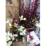 TWO BOXES OF ARTIFICIAL FLOWERS.