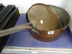 A LARGE COPPER SAUCEPAN.