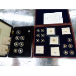 TWO BOXED COLLECTIONS OF VARIOUS 24ct GOLD COLLECTORS COINS.