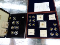 TWO BOXED COLLECTIONS OF VARIOUS 24ct GOLD COLLECTORS COINS.