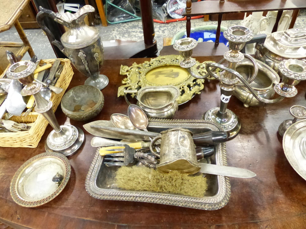 A QUANTITY OF SILVER PLATED WARES ETC.