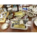 A QUANTITY OF SILVER PLATED WARES ETC.