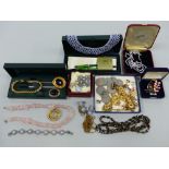 COSTUME JEWELLERY, COINS,A FOUNTAIN PEN ETC.