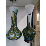 TWO ART GLASS VASES.