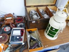 VINTAGE TOOLS, SIX STORM LAMPS ETC.