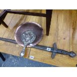 A CAST BRONZE SWORD, A HAND MIRROR AND AN EASTERN TRAY.