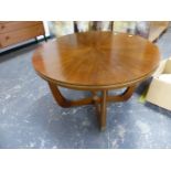 A RETRO BRASS MOUNTED WALNUT OCCASIONAL TABLE.