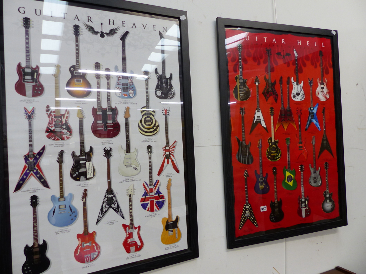 A PAIR OF POSTER PRINTS, GUITAR HEAVEN AND HELL.