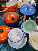 A QUANTITY OF LE CREUSET PANS ETC.