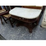 A VICTORIAN MARBLE TOPPED WASH STAND.