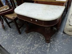 A VICTORIAN MARBLE TOPPED WASH STAND.