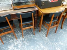 A RETRO DINING TABLE AND FOUR CHAIRS.