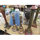 TWO PAIRS AND TWO OTHER CLASSICAL STYLE TABLE LAMPS, ETC.