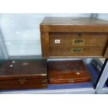 TWO OAK CUTLERY BOXES AND VARIOUS CUTLERY.