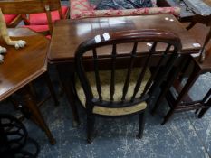 A GEORGE III MAHOGANY FOLD OVER TEA TABLE, TOGETHER WITH A UNUSUAL GEORGIAN ADAMS SIDE CHAIR.