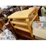 A RETRO BENTWOOD THREE TIER TABLE.